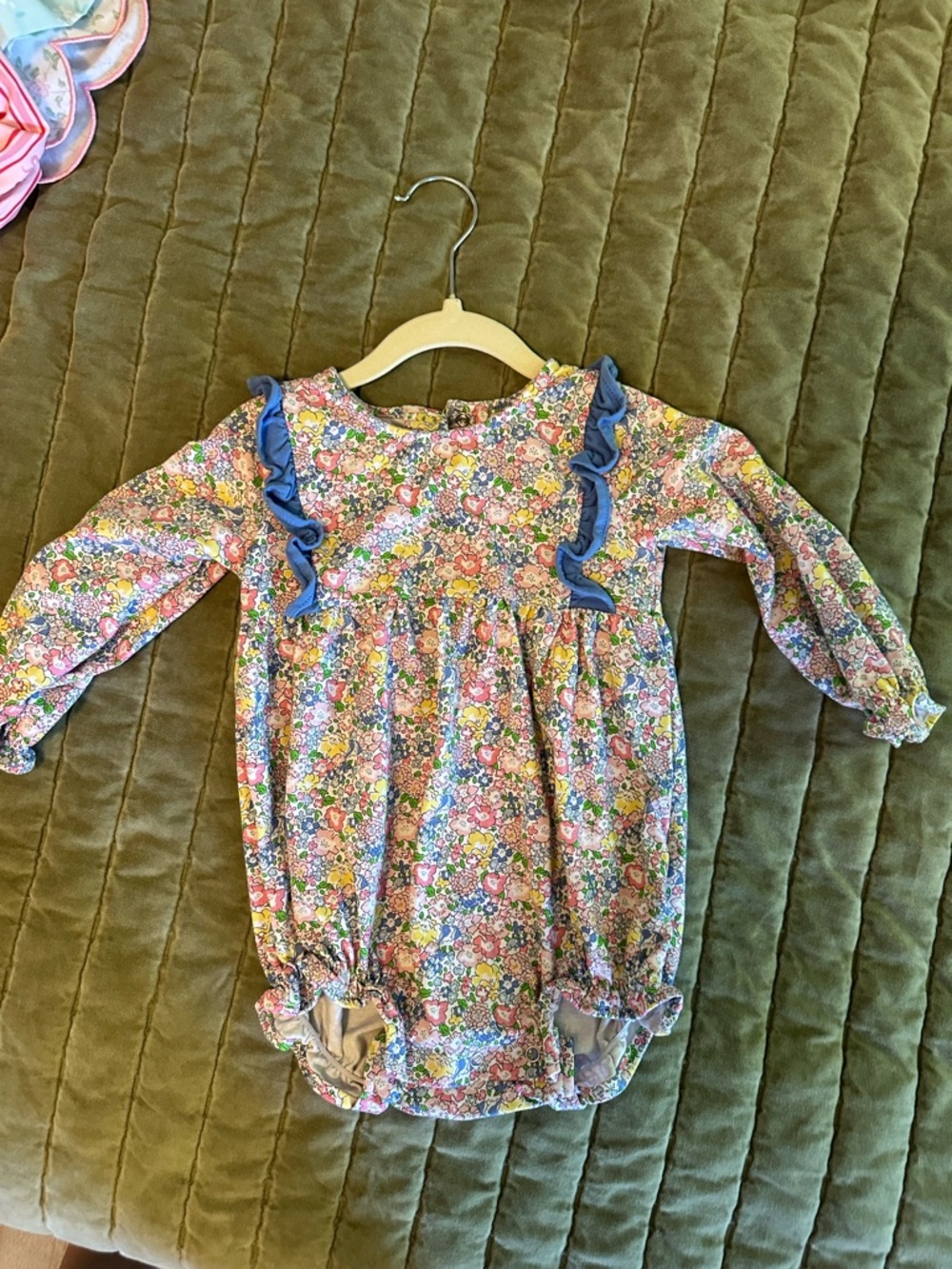 Floral Ruffle Long-Sleeve Baby One-Piece Bodysuit - Pink Floral